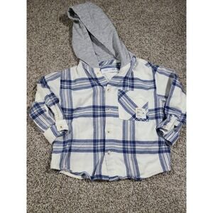 ZARA Boys Flannel Button Down Shirt with Hood  18-24m